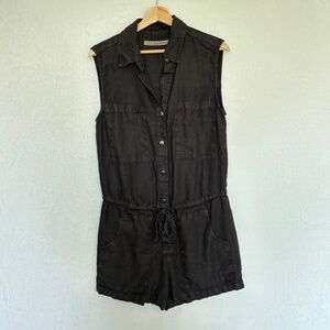 ENZA COSTA black romper 100% Hemp playsuit size 2